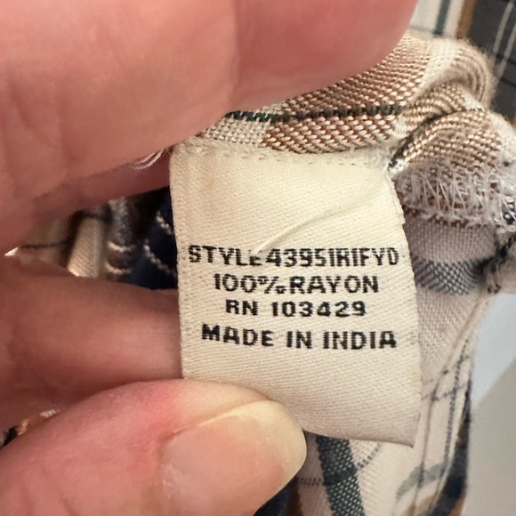 CAFE MARRAKESH S Brown plaid woman 1/2 button long sleeve rayon flannel - Picture 5 of 12